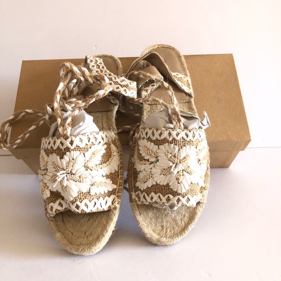 Antik Batik CreamTori Sandal Espadrille Shoes Size 38 New
